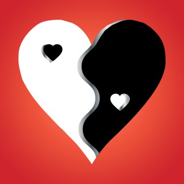 Love Yin Yang on red background clipart