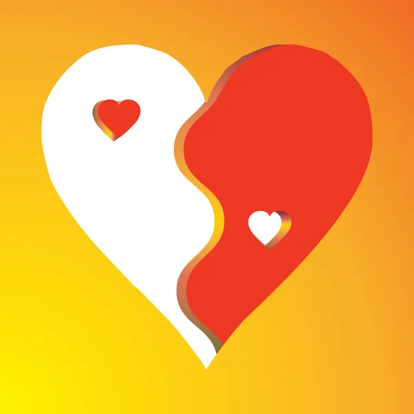Amour Yin Yang sur fond jaune — Image vectorielle
