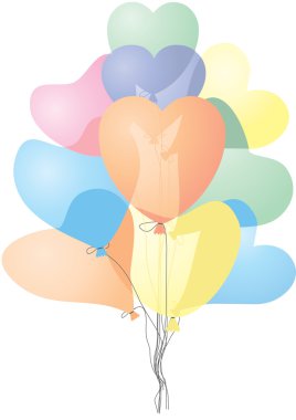 Colored heart shaped balloons clipart