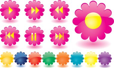 Music buttons as pink flowers clipart