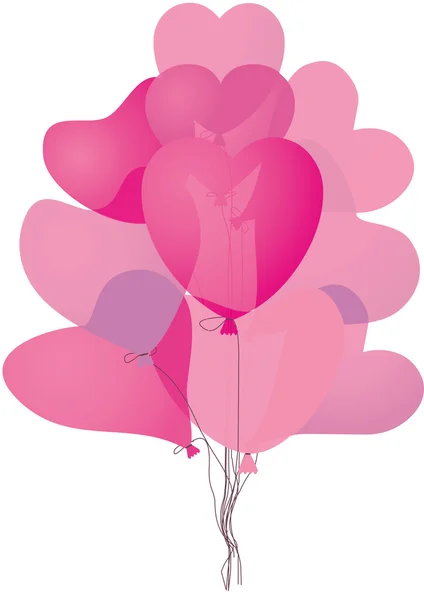 Rosa herzförmige Luftballons — Stockvektor