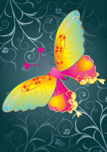 Love butterfly on grey background — Stok Vektör