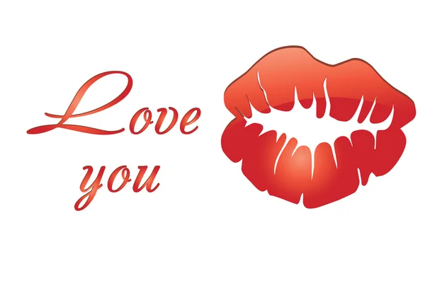 Lèvres rouges et mots d'amour — Image vectorielle