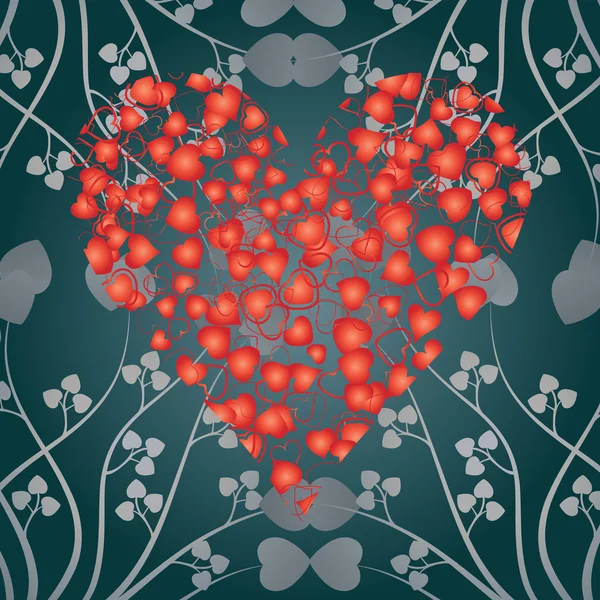Valentinskarte Herz und Locken, — Stockvektor