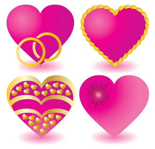 Conjunto de corazones de San Valentín rosa — Vector de stock
