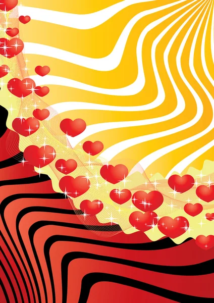 Valentinskarte mit Streifen und Herzen — Stockvektor