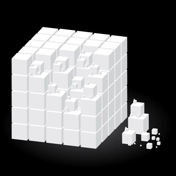 Cubo blanco con partes — Vector de stock