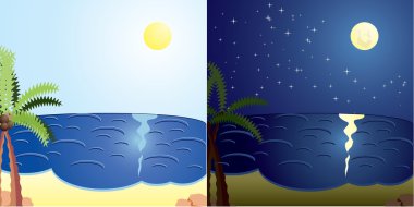 Day and night sea clipart