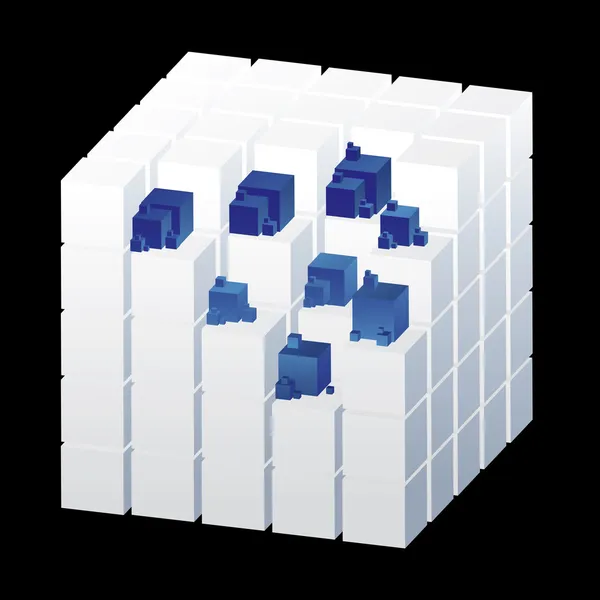 Cubo bianco con parti blu — Vettoriale Stock