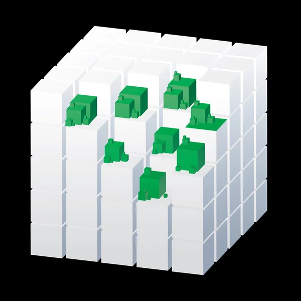 Белый куб с зелеными частями — стоковый вектор