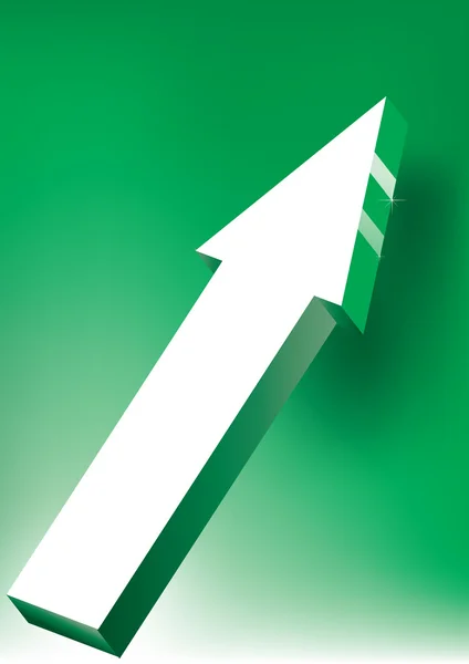 Flecha arriba sobre fondo verde — Vector de stock