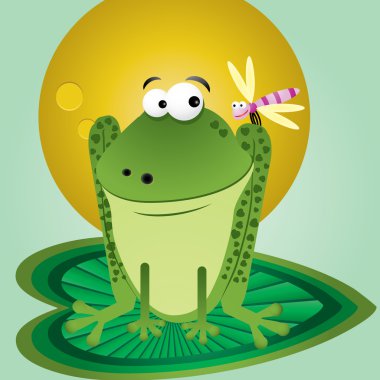 Frog and dragonfly clipart