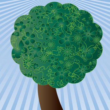 Green spring tree and the sky clipart