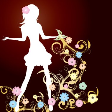 Spring girl on browm background clipart