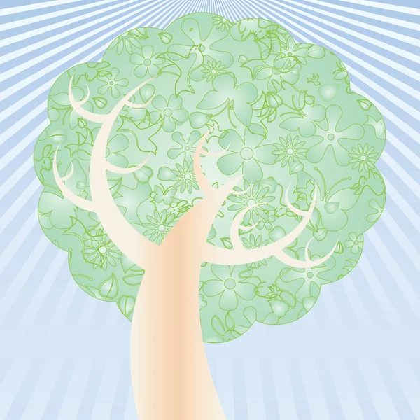 Spring tree and the sky — Stock Vector