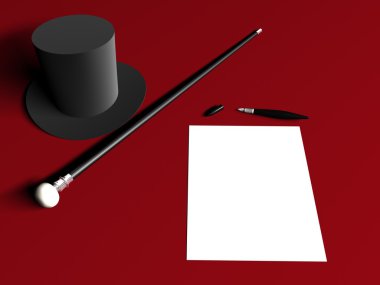 Letter hat cane pen clipart