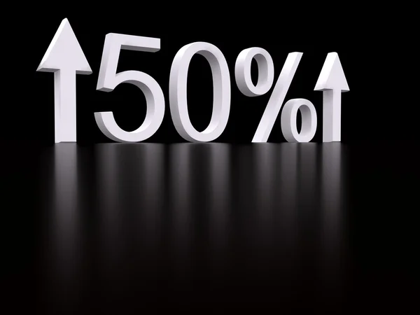50 procent op zwart. 3D — Stockfoto
