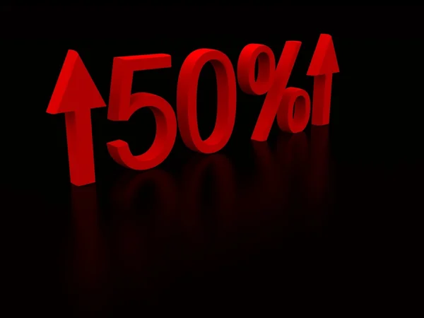 50 procent op zwart. 3D — Stockfoto