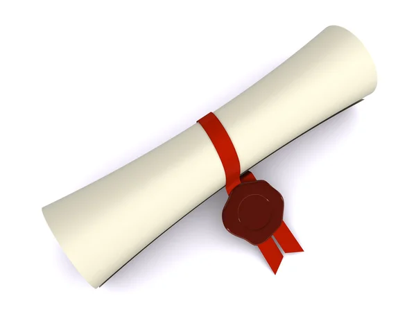 Diploma tekercs fehér. 3d — Stock Fotó
