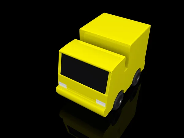 Одна жёлтая машина. 3D — стоковое фото