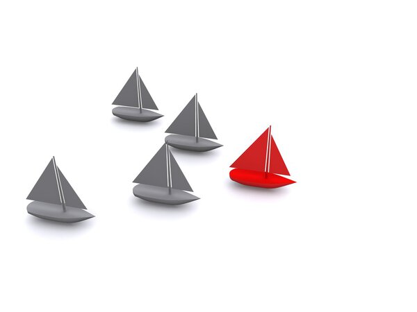 Корабли. 3D спорт на белом
