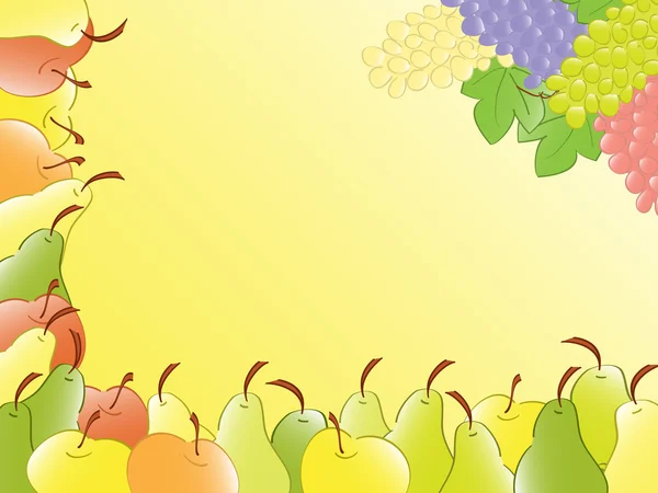 Poire aux pommes et raisin — Image vectorielle