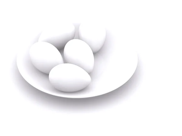 Пасхальные яйца на тарелке — стоковое фото