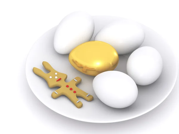 Пасхальные яйца на тарелке — стоковое фото