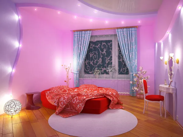 Interiören i ett sovrum för flickan — Stockfoto