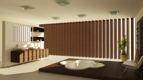 Moderner Innenraum eines Badezimmers Stockbild