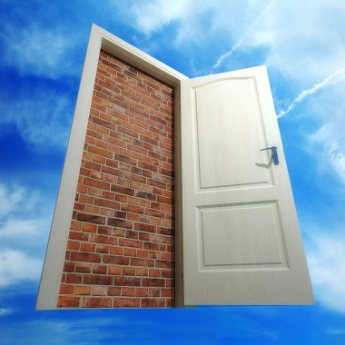 Door put by a bricklaying clipart