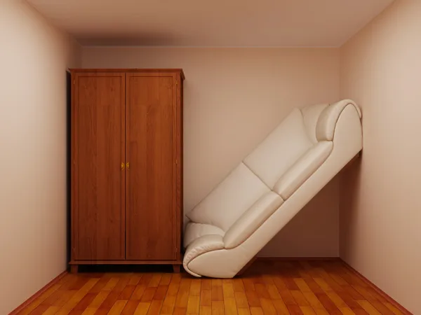 Caso e sofá — Fotografia de Stock