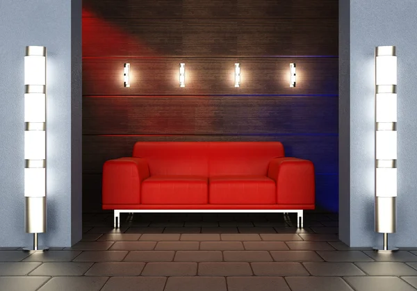 Röd soffa — Stockfoto