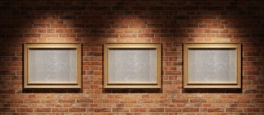 Three pictures on a brick wall clipart