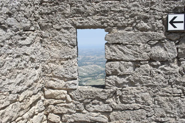 stock image Window in the wall of the castle