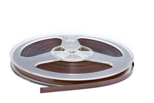 Old audio cassette isolated over white b