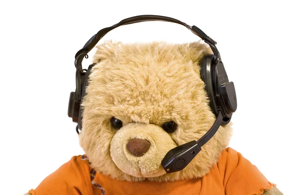 Stock image Bear in old ear-phones