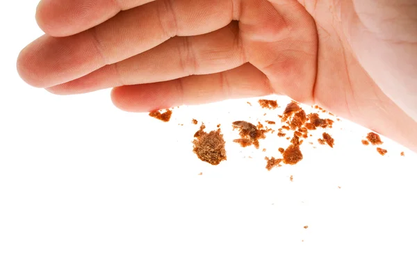 Hand erases crumbs — Stock Photo, Image