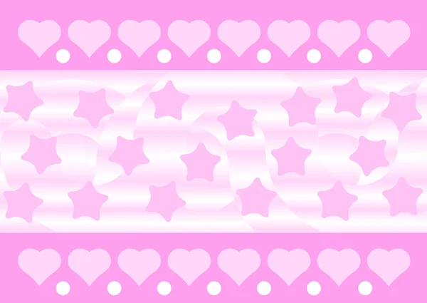 Ροζ φόντο καρδιές και αστέρια — Διανυσματικό Αρχείο
