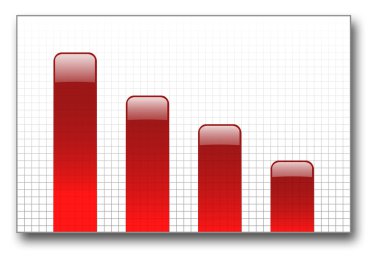 Red bar graph down clipart