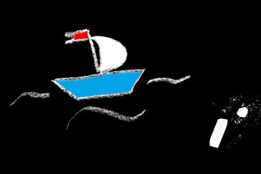 Chalk boat clipart