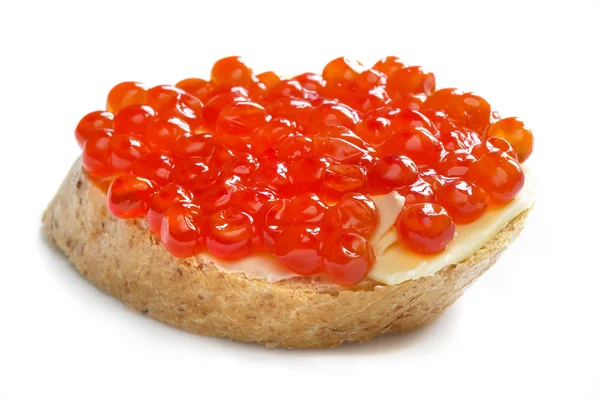 Sandviș deschis cu caviar roșu — Fotografie, imagine de stoc