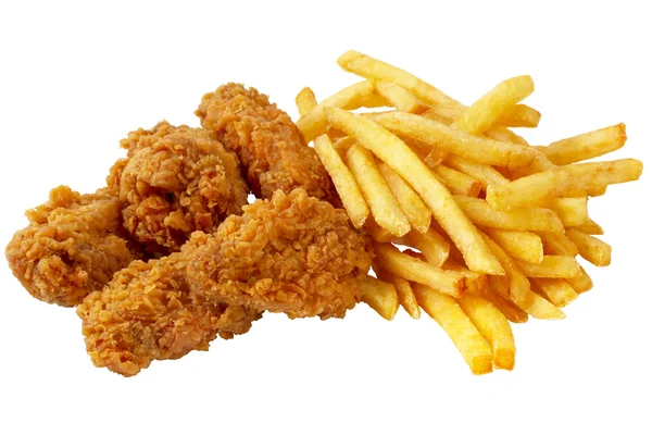 Kuře a hranolky — Stock fotografie