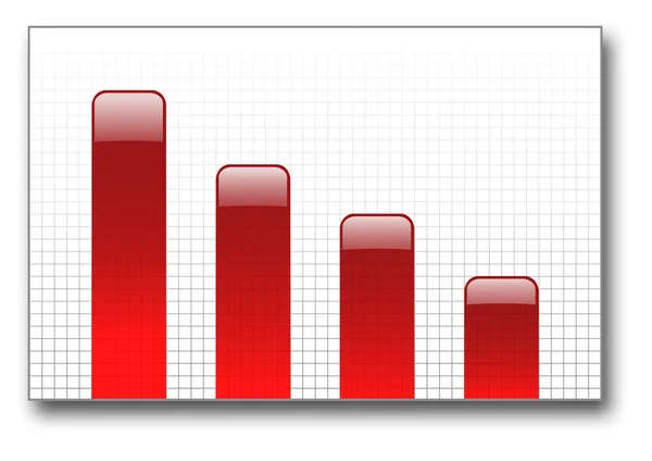 Gráfico de barras rojo abajo — Foto de Stock