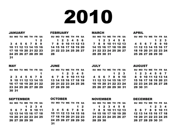 Vektor 2010 kalendermall — Stock vektor