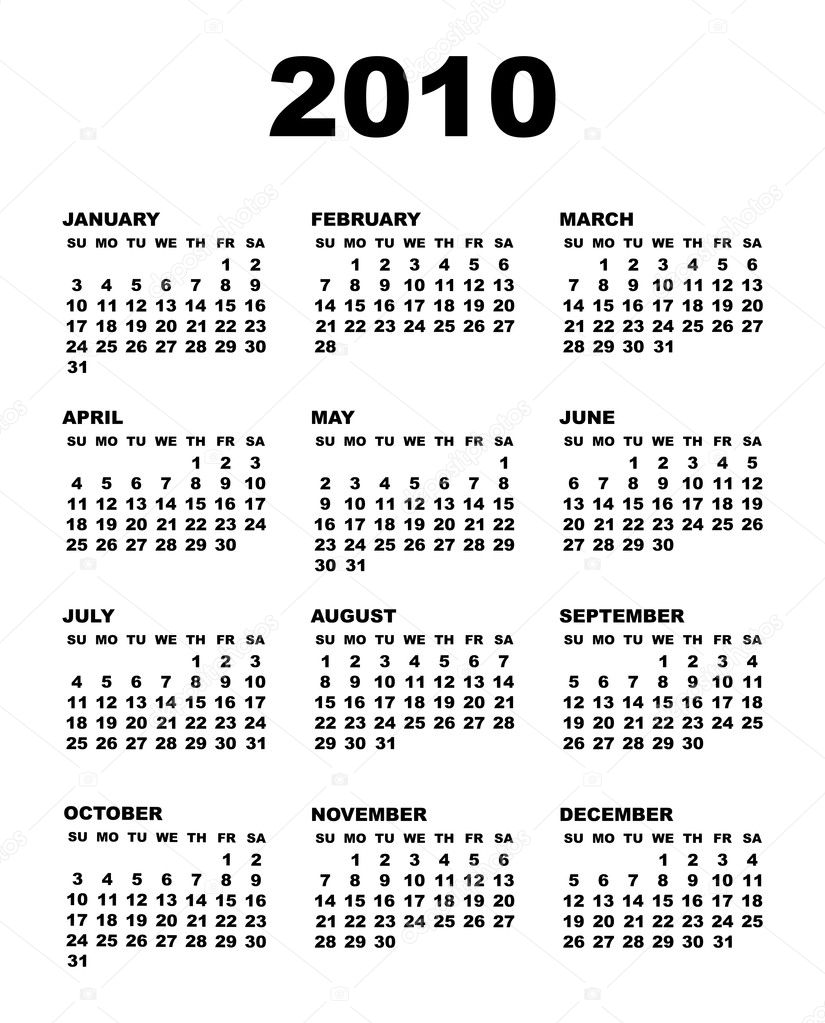 Vector 2010 calendar template — Stock Vector © grublee #1054926