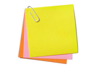 Colored notes with paper clip clipart