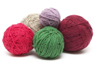 Five colored wool clews clipart