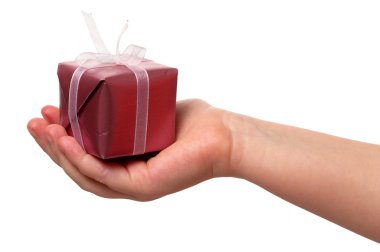 Child holding a gift clipart