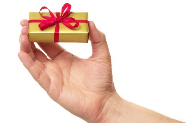 Man holding a gift clipart